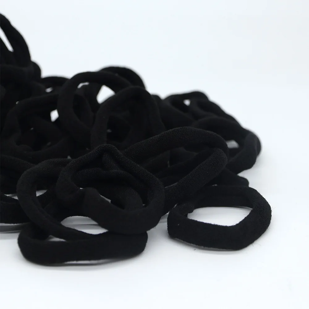 Lazos para el cabello negros, paquete de 200, contenedor de plástico, bandas elásticas con bucle de rizo, sujeción fuerte, sin daños, opciones de color