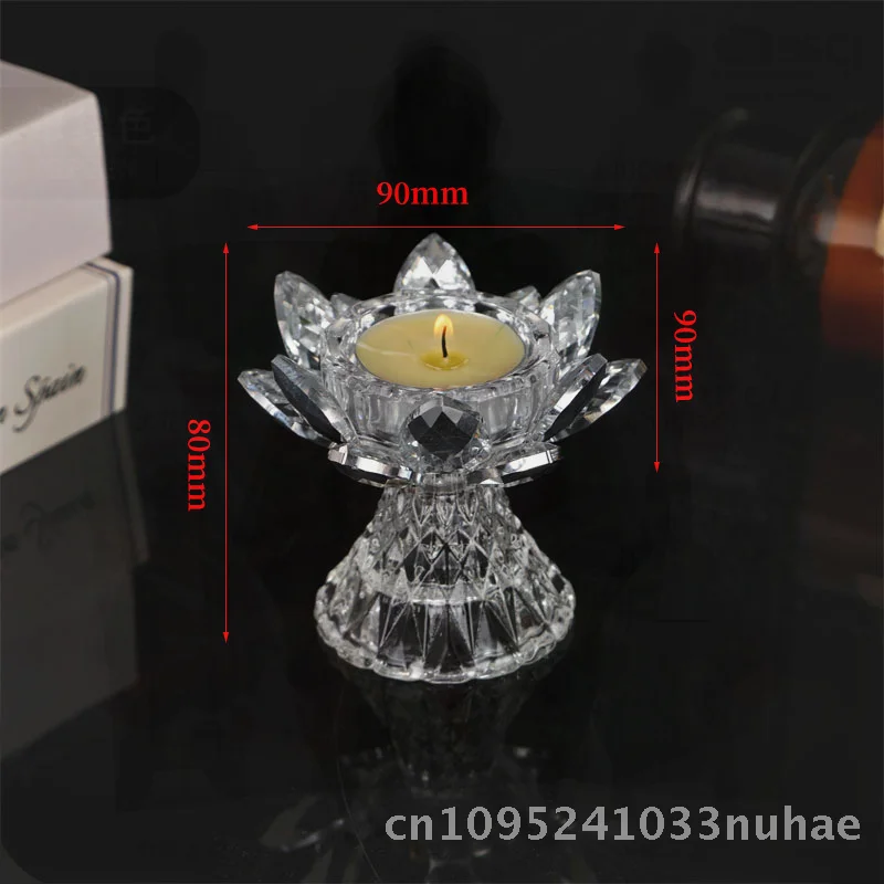 

Arabian Cross-Border Lotus Crystal Candle Holder Gold Particle Base Living Room Dining Table Decoration Candlestick Aromatherapy