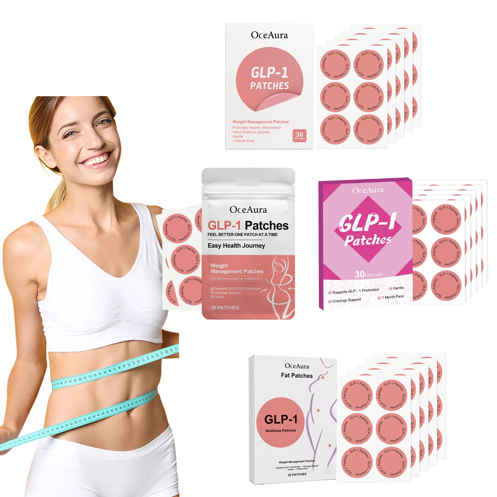 30pcs GLP-1 Body Slimming Patches Fat Burning Cellulite Remover Appetite Control Metabolism Support Weight Management Supplement