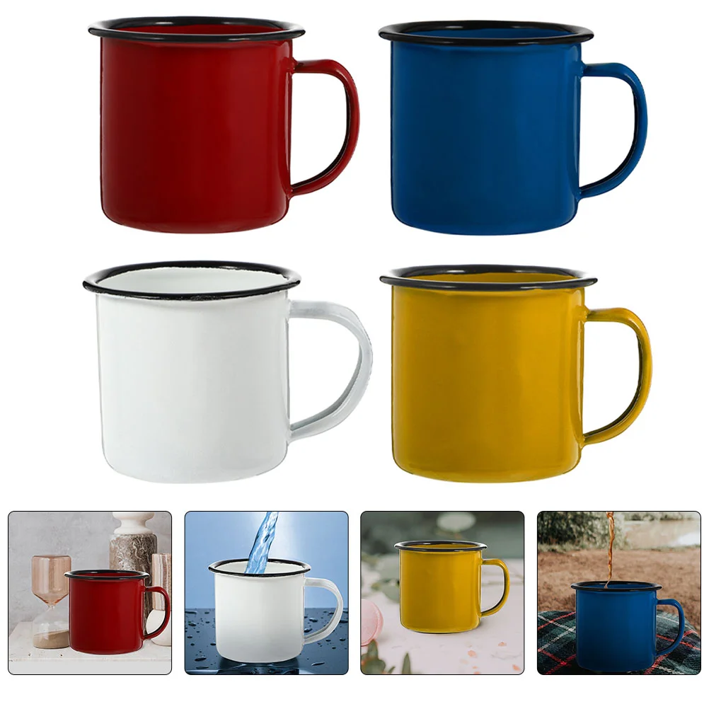 

4 Pcs Retro Drinking Cup Enamel Water Cups Coffee Mug Tea Mugs China Vintage Household