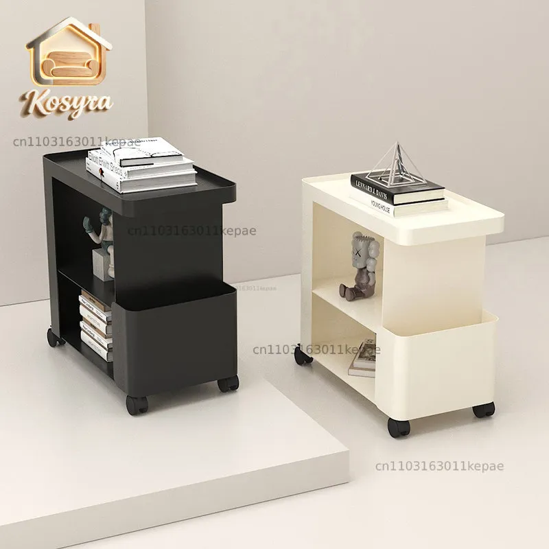 Light luxury living room movable trolley wrought iron home sofa side few computer desk side small storage rack bedside