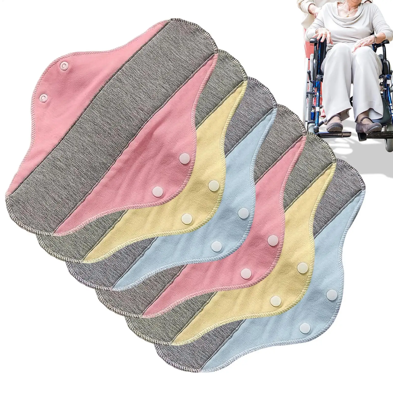 6Pcs Diaper Washable Menstrual Cloth Pads Reusable Graphene Sanitary Napkin Soft 23CM Nursing Pad For Women Pantyliner