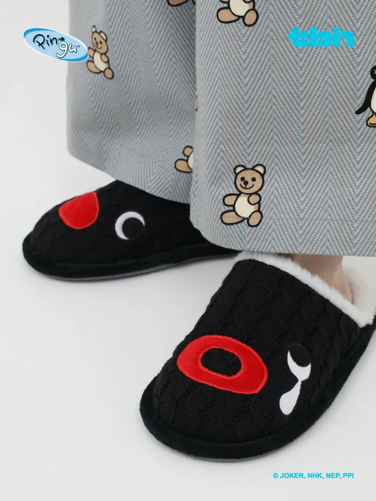 Home Pingu Cooperation Series Knitted Cable Pattern Men'S And Women'S Slippers Indoor Home Warm Shoes Anime Figures Model Gifts - view 4