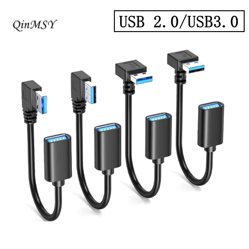 30cm 50CM USB 2.0&3.0 Right / Left /Up/Down Angle 90 Degree Extension 5Gbps USB 3.0 Cable Male To Female Adapter Cord USB Cables