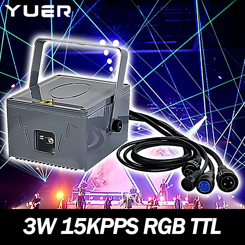

3W RGB лазерный проектор 15KPPS TTL водонепроницаемый луч эффект света DJ дискотека сценическое освещение танцевальная вечеринка свадьба бар клуб DMX512Light