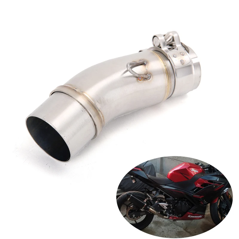 For Kawasaki Z400 Ninja 400 500 2017-2023 Exhaust Tips Motorcycle 51mm Mid Link Pipe Stainless Steel Reserve Catalyst Slip On