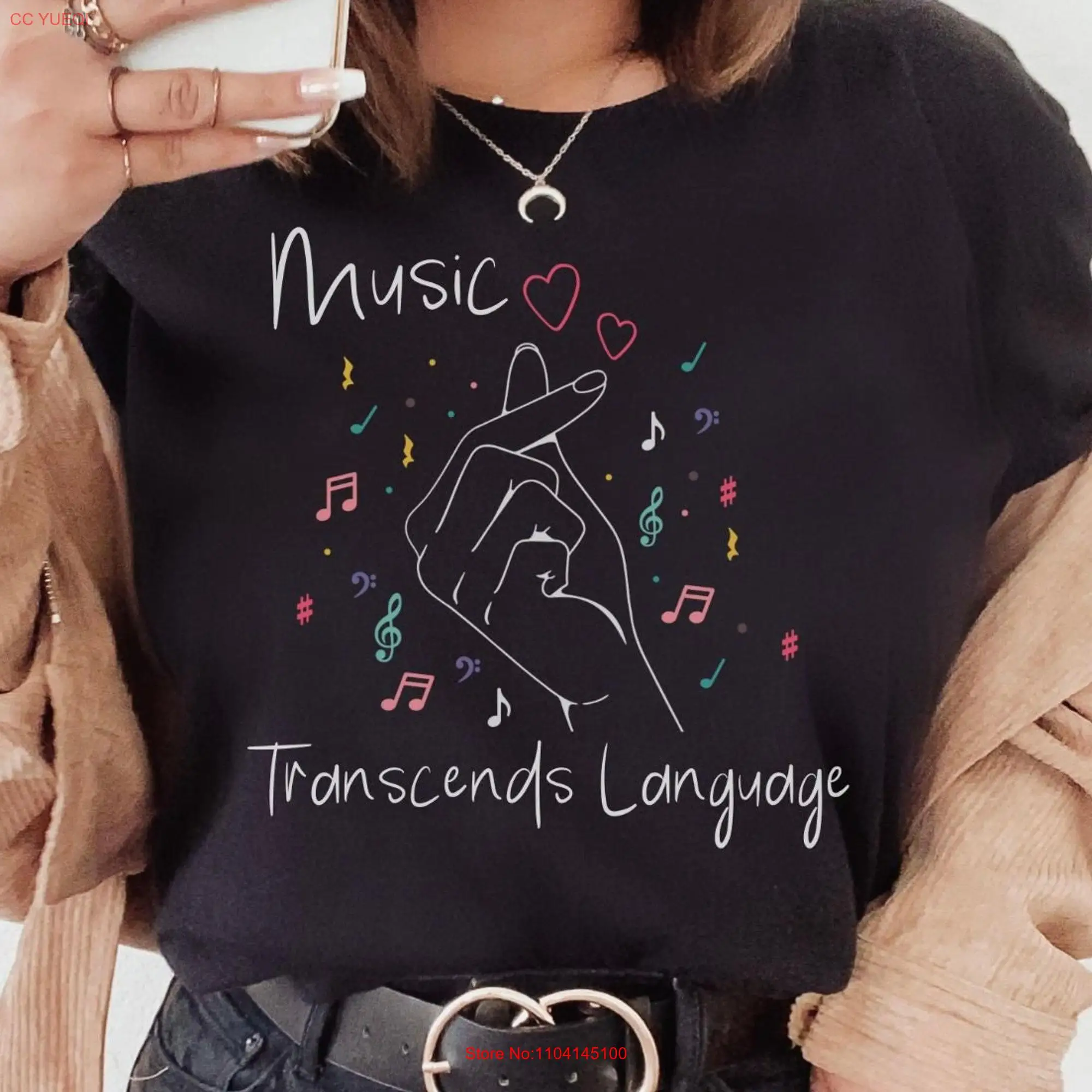 RM T Shirt Music Transcends Language Quote Namjoon for ARMY RKive K pop Foreign Finger Heart long or short sleeves