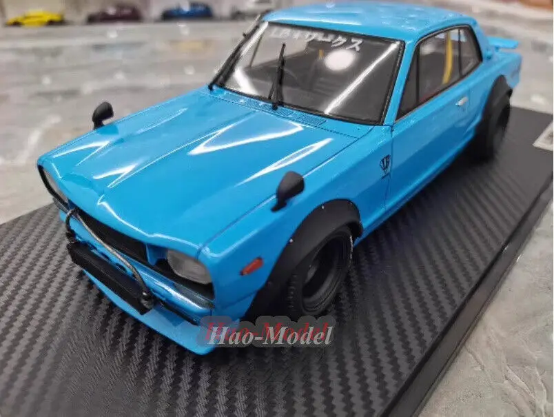 IG 1/18 For Nissan kpgc10 GTR Resin Diecast Model Car Simulation Kids Toys Boys Birthday Gifts Hobby Display Collection Blue