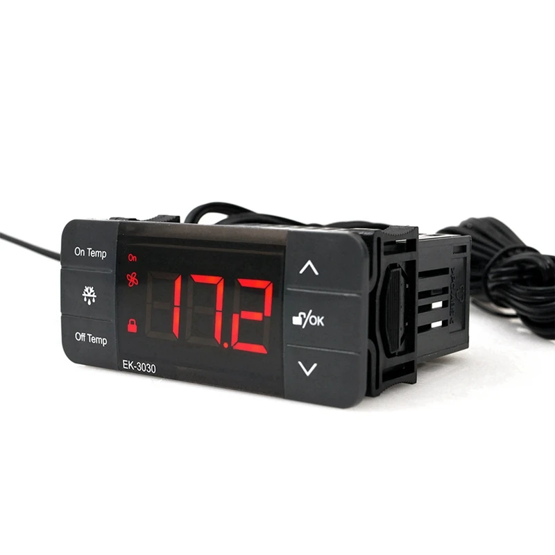 デジタル温度コントローラー,サーモスタットセンサー,冷凍,霜取りサーモスタット,EK-3030 V, 2個,220