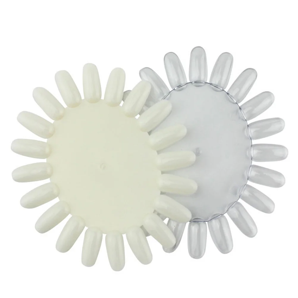 

10Pcs Nail Art Display Wheel Sunflower Pattern Clear Acrylic Polish Display Board 20 Tips Each Practice Tool for Salon and Home