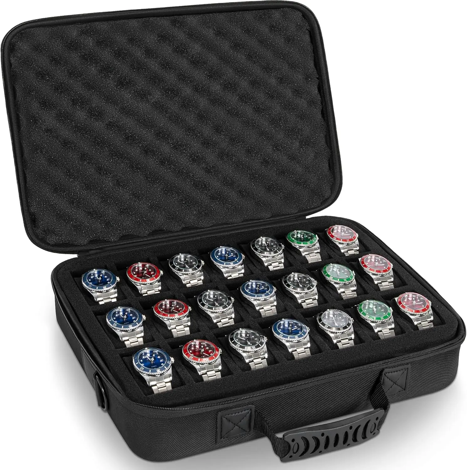 

Портативный футляр для хранения 21 часов с амортизирующей пеной, жесткий дорожный кейс для демонстрации и защиты часов