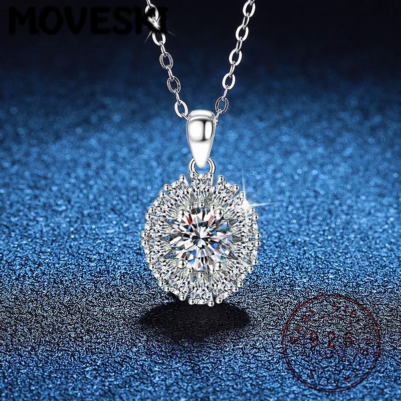 

Колье-подвеска MOVESKI из стерлингового серебра 925 пробы с муассанитом 1 карат, изящное круглое украшение для женщин