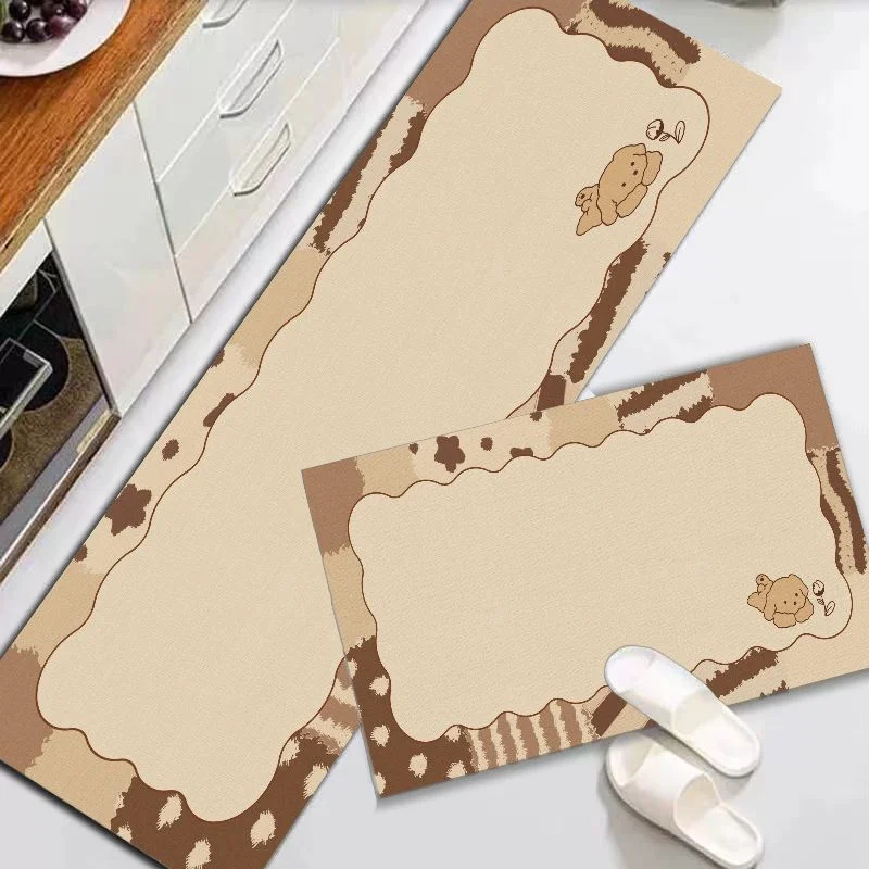 VIKAMA Minimalist Striped Fish Runner Mat Anti Slip Water Resistant Rug For Kitchen Floor Sink Nautical Cottage Home Decor