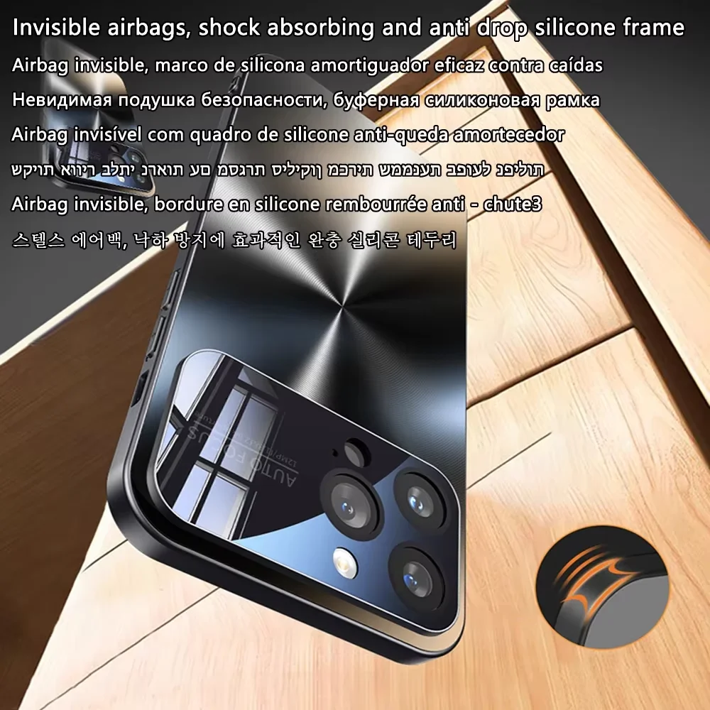 غطاء معدني فاخر لهاتف أبل حافظة نوافذ كبيرة آيفون 15 14 كفرات جوال Plus 11 12 13 Pro Max Cd ليزر إطار من السيليكون الناعم حامي الكاميرا #4