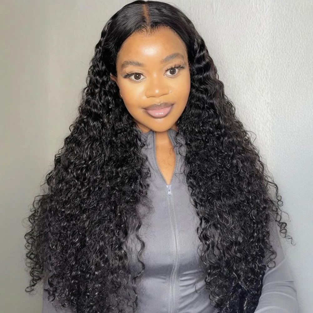 Perruque en cheveux humains 13x6 HD Lace Front Deep Wave, noir naturel, densité 200, pré-épilée, ligne de cheveux naturelle, pleine, épaisse et douce, 18-46 pouces