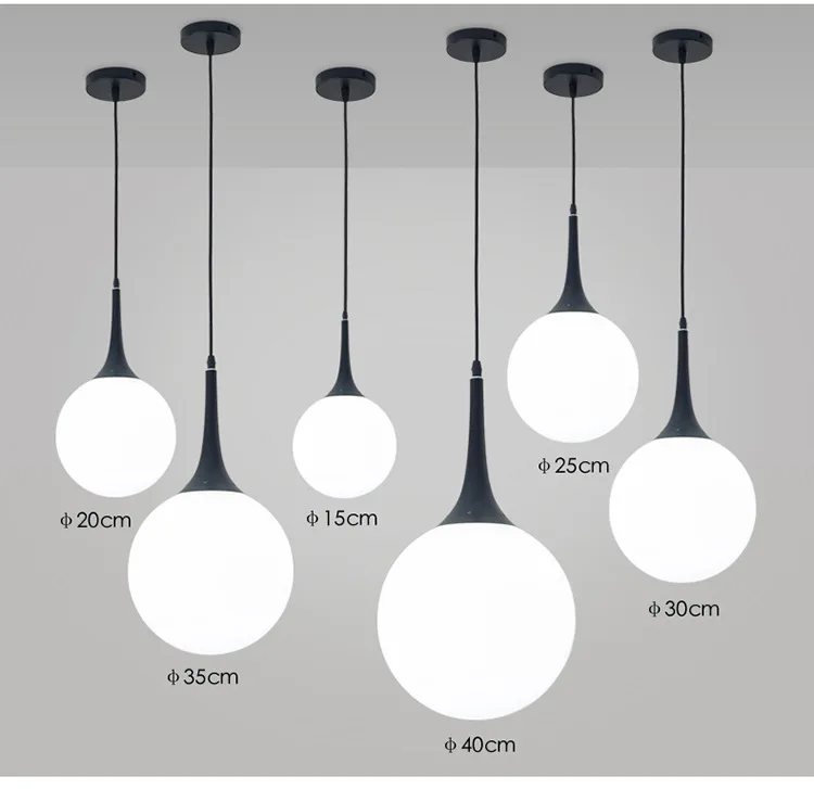 Nordic Minimalism Postmodern White Glass Ball Pendant Lights Restaurant Bedroom Bedside Living Home Decor LED Chandeliers Lamps