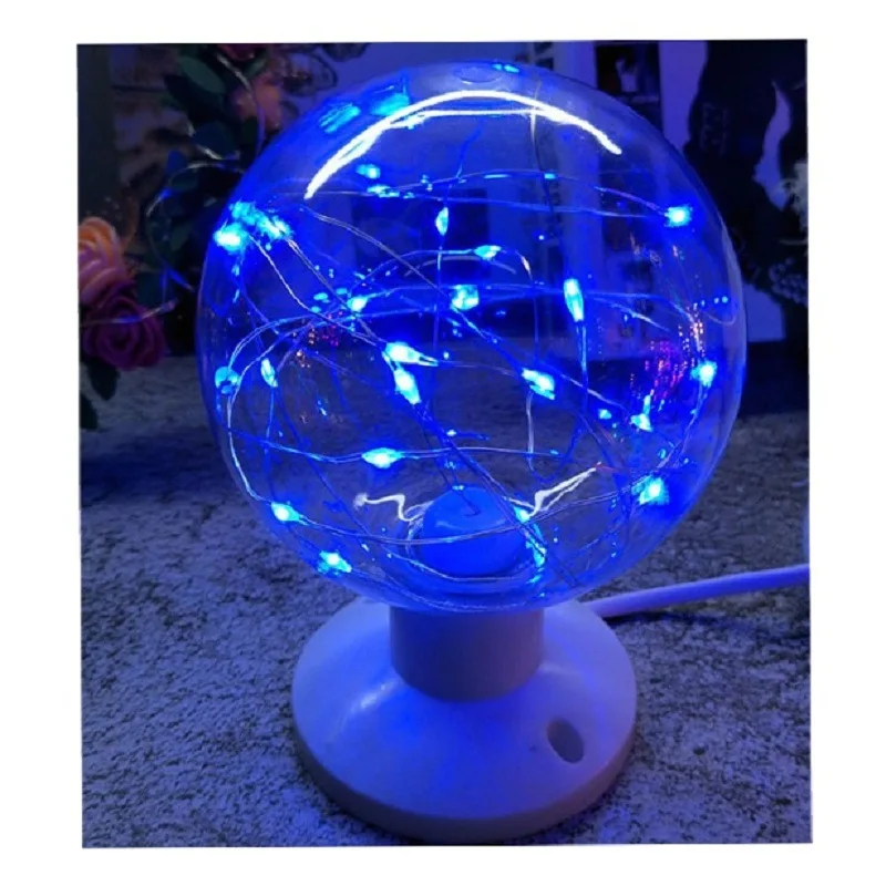 E27 60W คริสต์มาสสร้างสรรค์ทองแดงลวดพลาสติกหลอดไฟเทศกาลตกแต่งบาร์ที่มีสีสัน RGB ตกแต่งแสงสีสัน