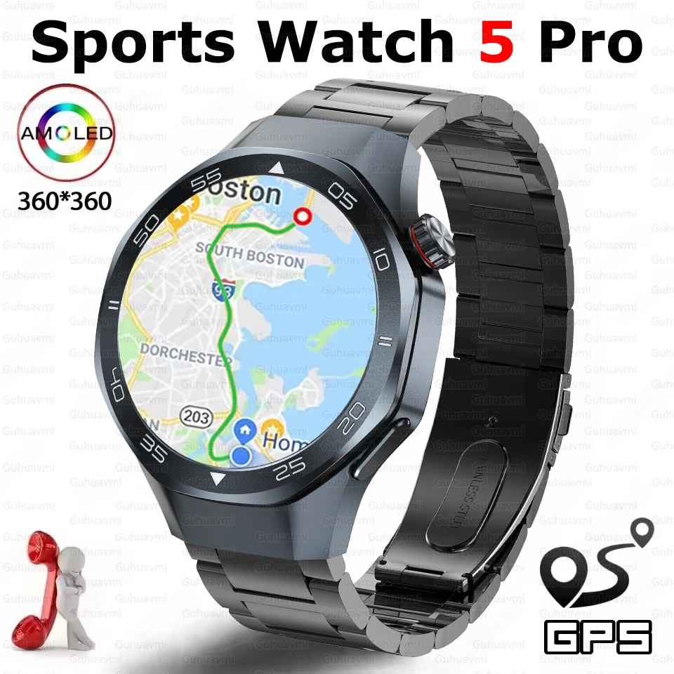 

2025 Новые спортивные умные часы GT5 PRO с GPS, 1,53-дюймовый AMOLED HD-экран, фитнес-трекер, Bluetooth-вызов, мониторинг сердечного ритма, умные часы