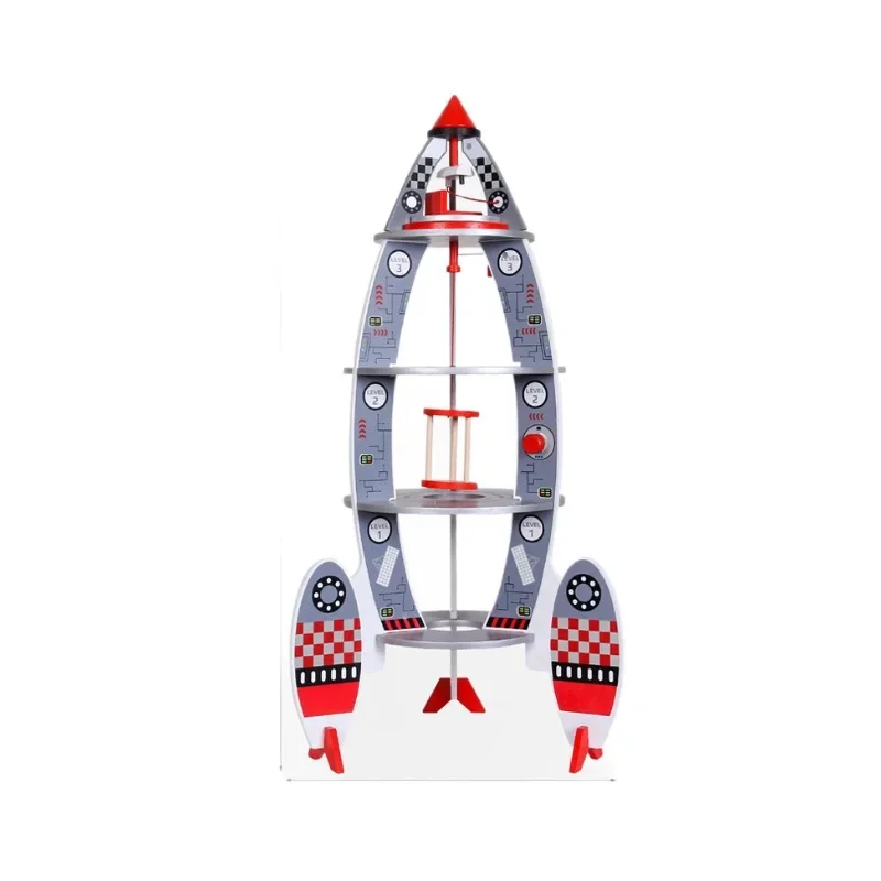 Children Toy Ornaments Wooden Large Rocket Model Diy Doll House Kit Dollhouse Accessories Montessori Education Interactive Toys