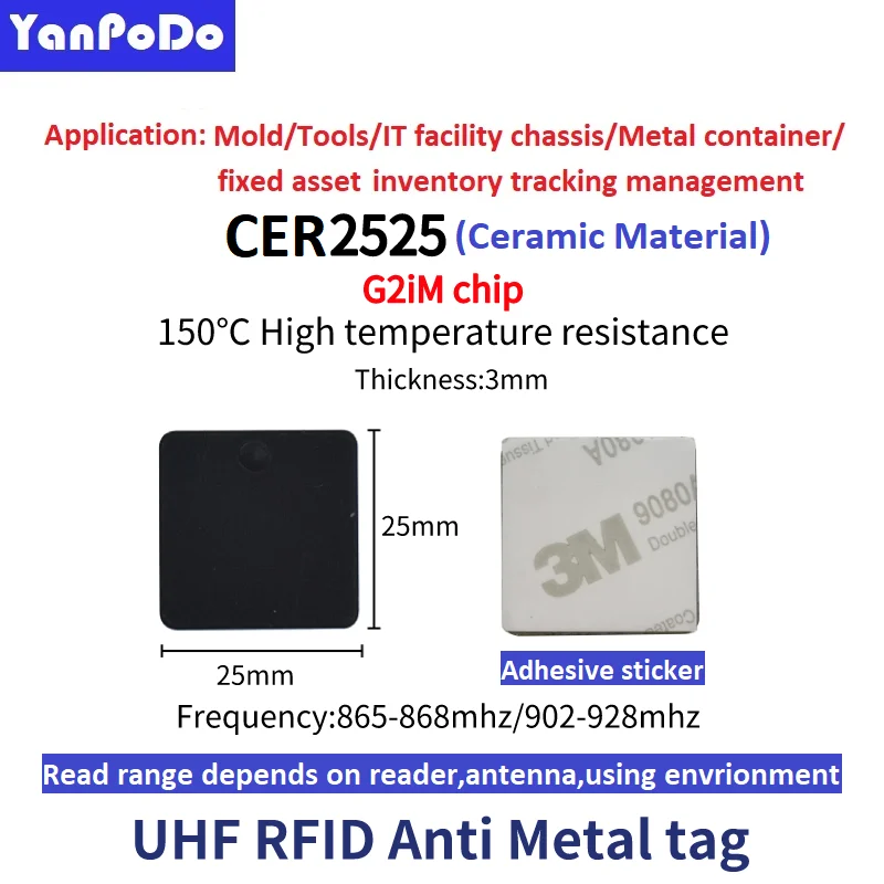 Micro Size 915Mhz Anti Metal UHF RFID Metal Tags EPC Gen2 865Mhz High Temperature Resistance For Metal Machine Tools Tracking