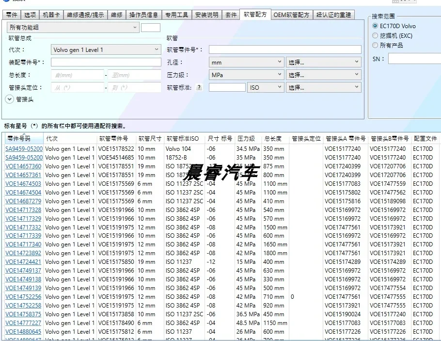 2024.9 PROSIS Offline R2 Service Information Maintenance manual Hose size