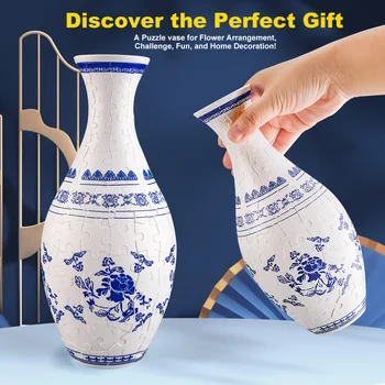 Kids 3D flower vase puzzle Diy assembly educational toy Chinese style home decoration brick container children gift