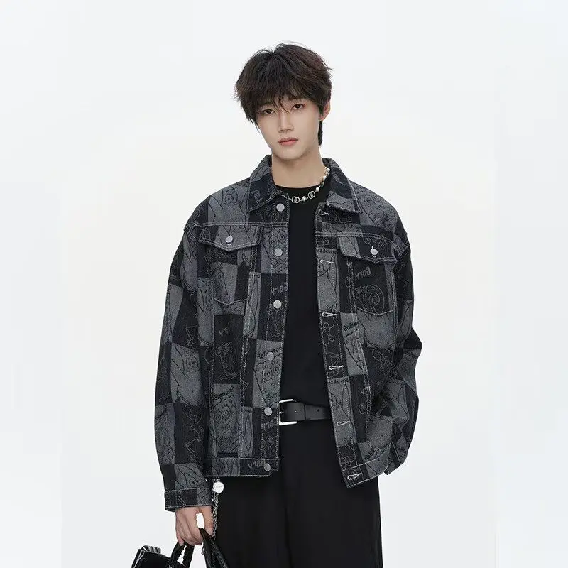 

Весенне-осенние мужские ковбойские клетчатые куртки, модные брендовые свободные раскальские красивые роскошные куртки High Street, осенняя мужская одежда