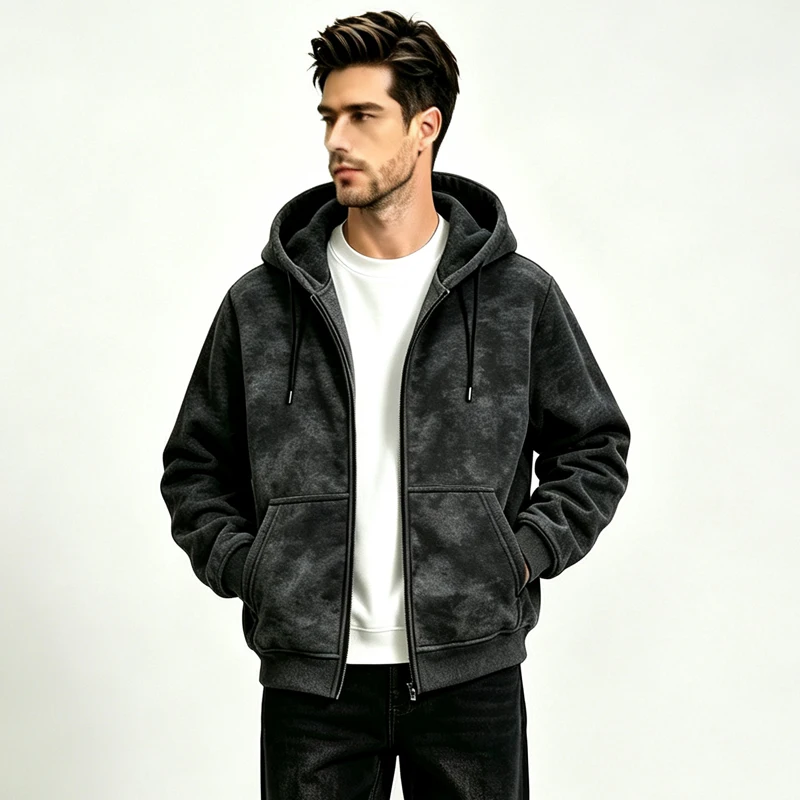 Men Oversized Hooded Sweatshirt Outer Jackets Men Seasonal Daily Loose Pullover Tops Men Soft Thick Knitted Hooded Sweatshirts