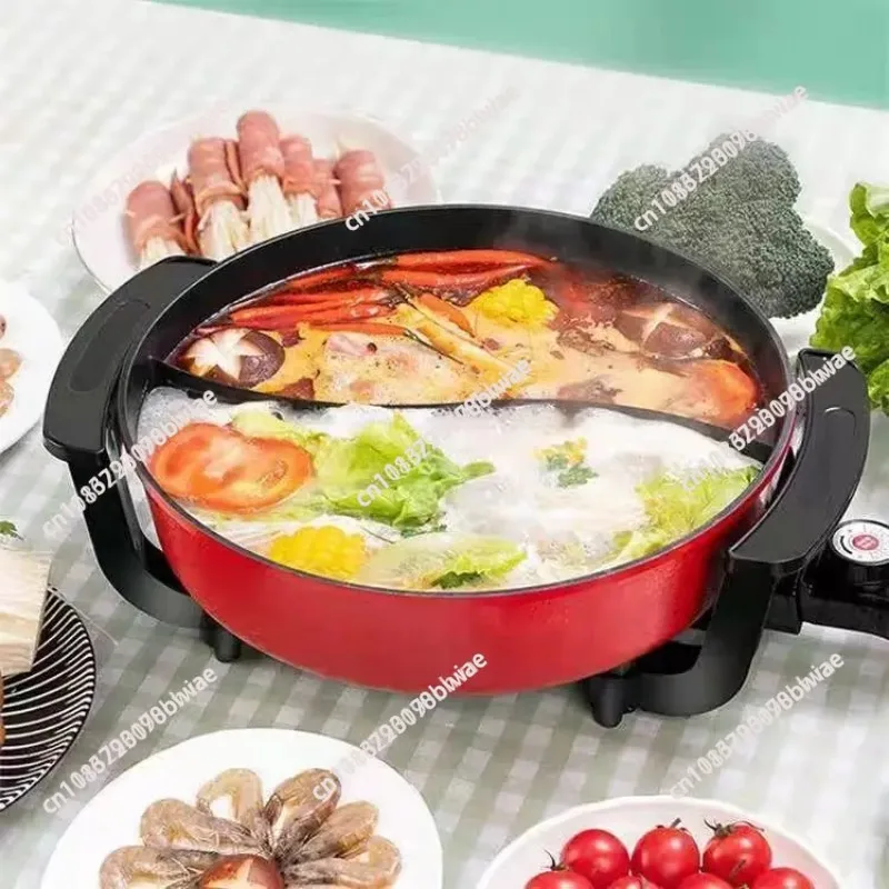 6L Non Stick Smokeless Electric Hot Pot With Double Divided Soup Pot Twin Shabu Cooker For Household Kitchen Multi-person view 4