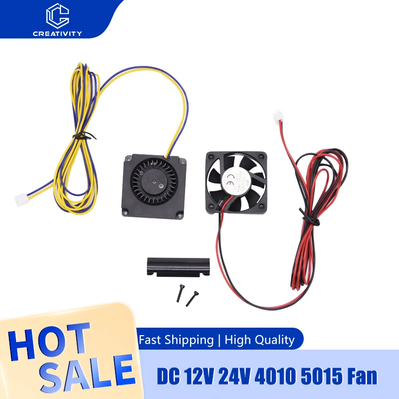 3D เครื่องพิมพ์พัดลม 4010 5015 พัดลม DC 12V 24V พลาสติกสีดํา Extruder พัดลมระบายความร้อนสําหรับ Ender 3 V2/ Ender 3/ Ender 3 Pro/ CR10 3D เครื่องพิมพ์