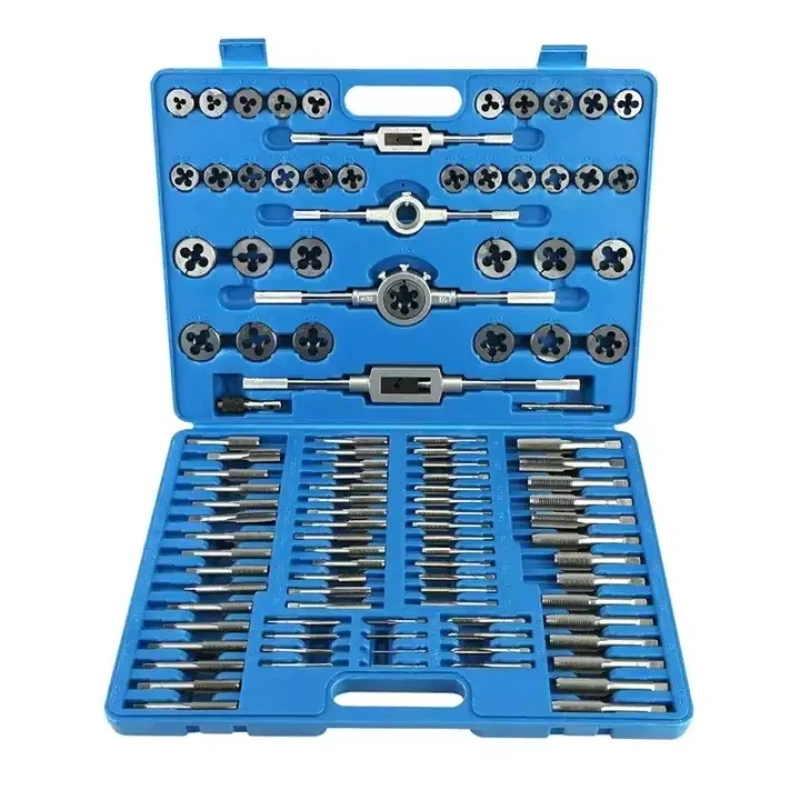 110pcs Multifunction Pipe Thread Alloy Steel Tap and Die Set Wrench Hand Metric External Thread Hand Tool Kit Tap and Die Set