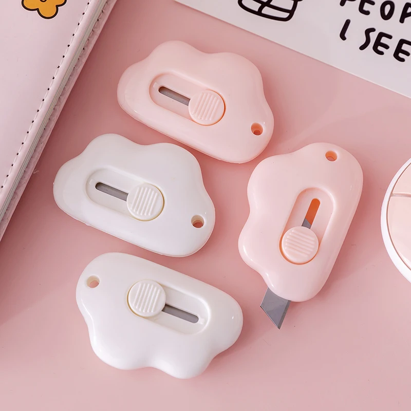 Kawaii Cloud Utility Knife Mini Cute Pocket Knife Paper Cutter Express Box Cutter Sharp Blade Knife Office Cute Stationery