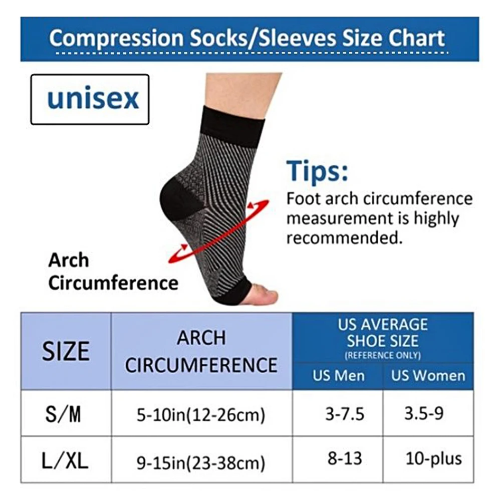 1Pair Neuropathy Sock Ankle Support Pain Relief Socks Foot Anti-Fatigue Plantar Fasciitis Compression Sport Running Yoga Socks