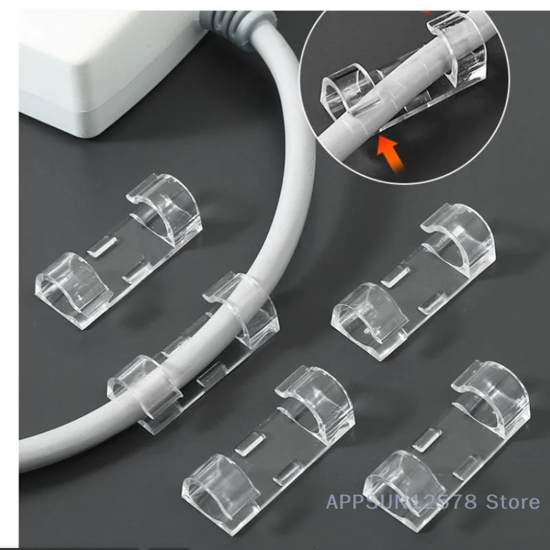 20-100PCS Self Stick Wire Cable Cord Clips Clamp Table Wall Tidy Organizer Holder Fixer Holder For Computer USB Charging Data