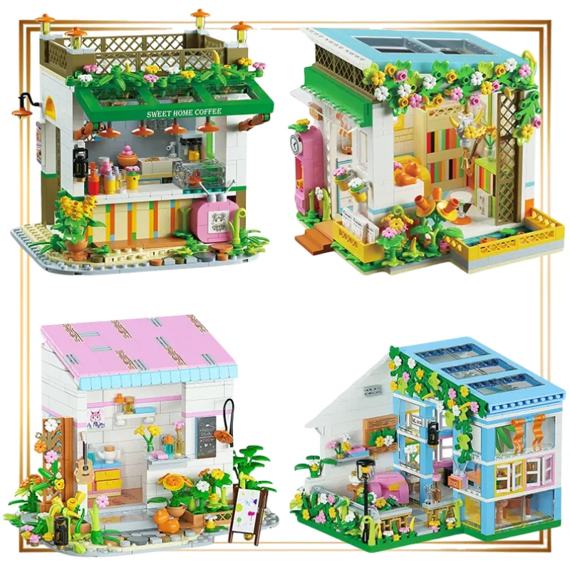

MINISO Flower House Fairy Tale Town Building Block Toys DIY Mini Assembling Kids Educational Toy Girls and Boys Gifts Perimeter