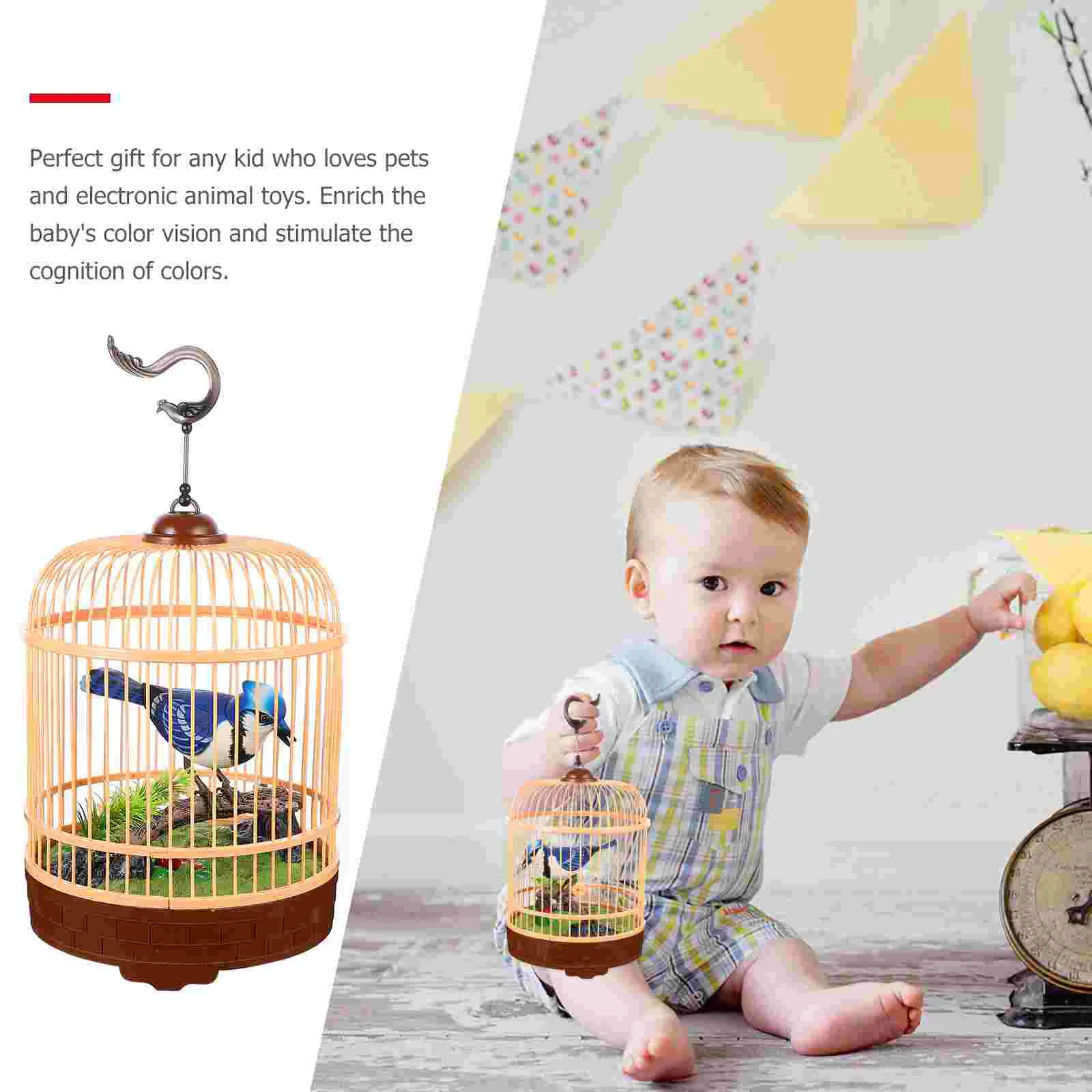 Voice-Controlled Fake Bird Electronic Pets Rat Rabbit Carrier Play Plaything Singing Toy with Cage Desktop