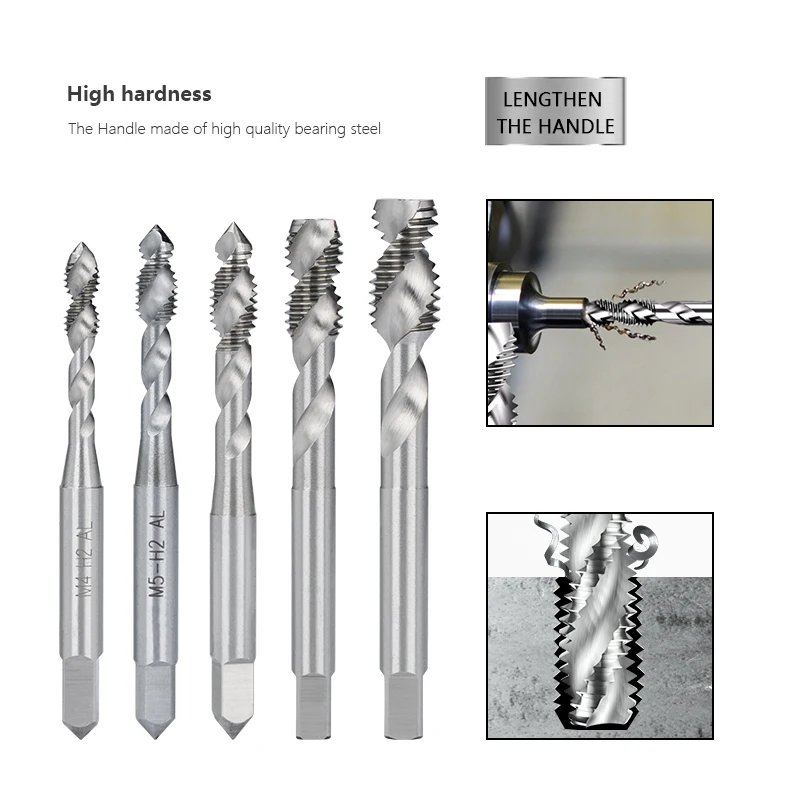 XCAN Metric Tap Two Edge HSS Spial Taps Screw Tap for Aluminum Non-Ferrous Metals processing Blind Holes M3 M4 M5 M6 M8 M10 M12