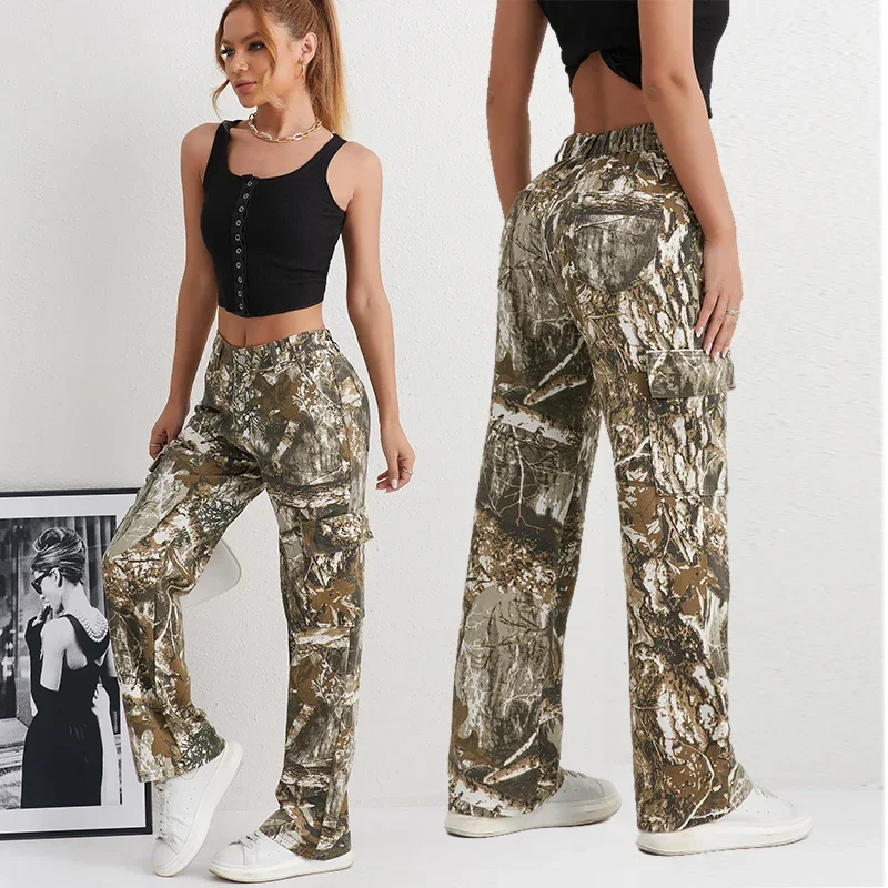 2025 Denim Pants Women's Jeans Camouflage Euramerican High Waist Girl Style Jean Trousers Colorful Straight Leg Wide Leg Pants