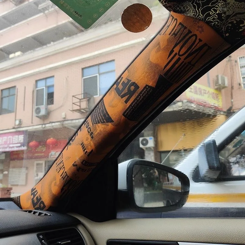 Premium Car Interior Film DIY Newspaper Pattern Self-adhesive Car Stickers Modified Wrap Films for Auto Accessories AB Pillar