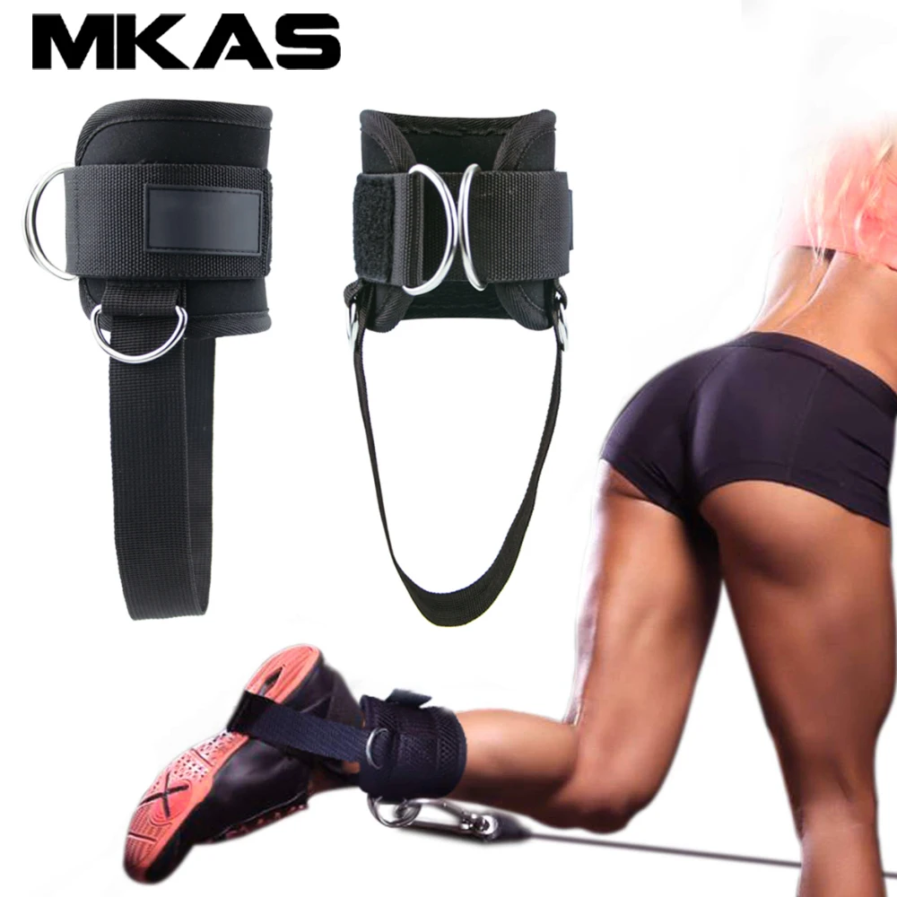 Padded D-ring Adjustable Women Men Ankle Strap Kickbacks with Fixed Rope for Cable Machines Ankle Cuffs Glute Leg Butt Workout