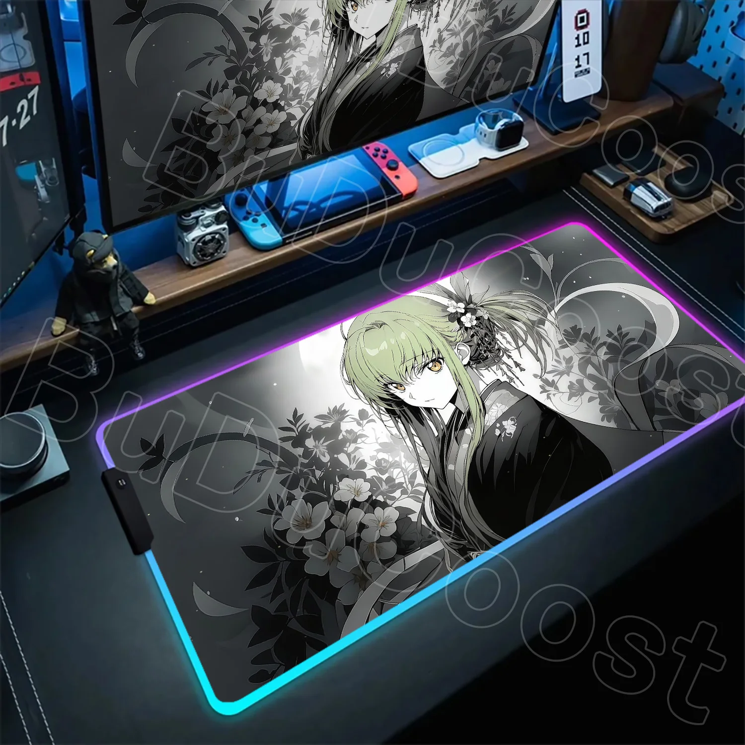

Новый крутой коврик для мыши Anime Code Geass, большой настольный коврик RGB C.C. Настольный мультяшный ноутбук, игровой ПК, геймерская клавиатура, офисный компьютерный ковер