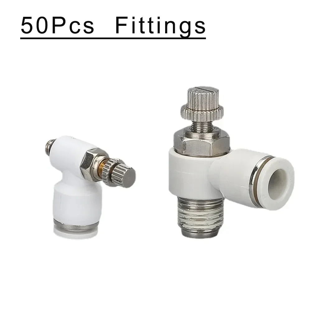 BSPT 수 공압 에어 피팅 스로틀 속도 조절 밸브, 빠른 푸시 인, SL 4 6 8 10 12 14 튜브 M5, 1/8