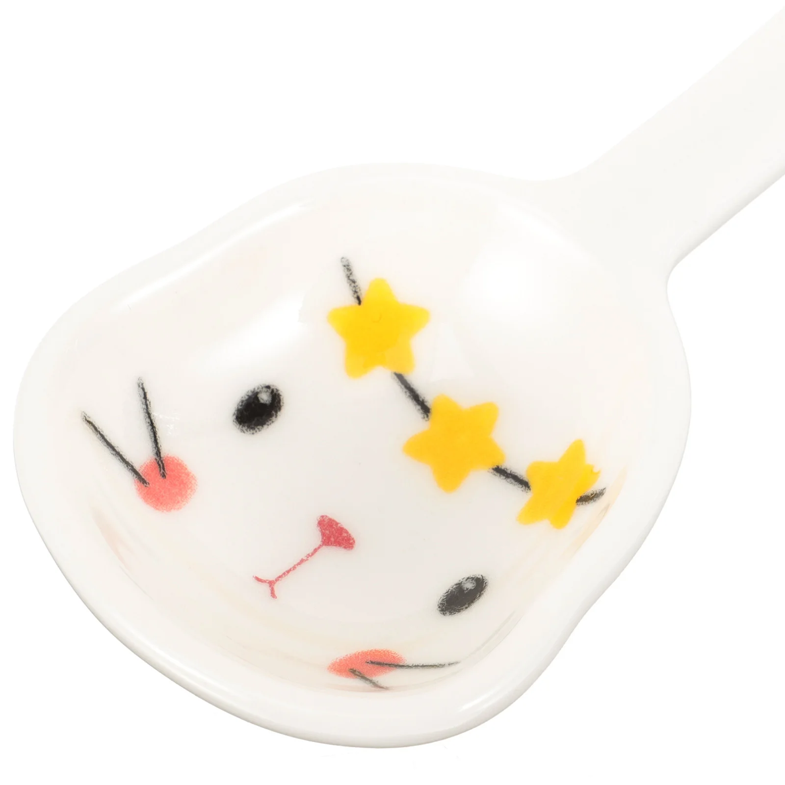 

Ceramic Spoon Hand Painted Bunny Pattern Kitchen Soup Spoon Home Use Smooth Surface Porcelain Tableware