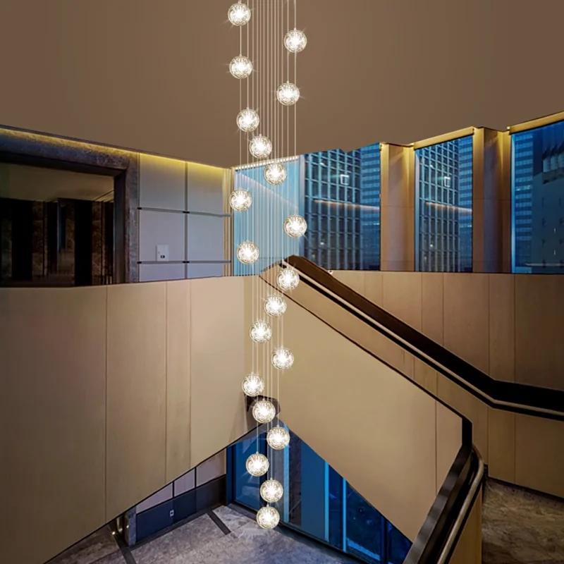 Glass Ball Chandelier Ceiling Pendant Light for Living Room Stairs Attic Suspension Luminaire