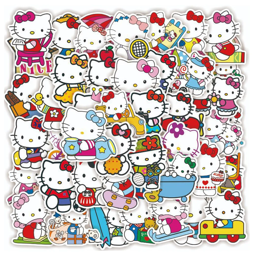 10/30/50pcs Kawaii Hello Kitty Stickers Cute Cartoon Graffiti Sticker Phone Case Water Bottle Notebook Sanrio Decal for Kids Toy