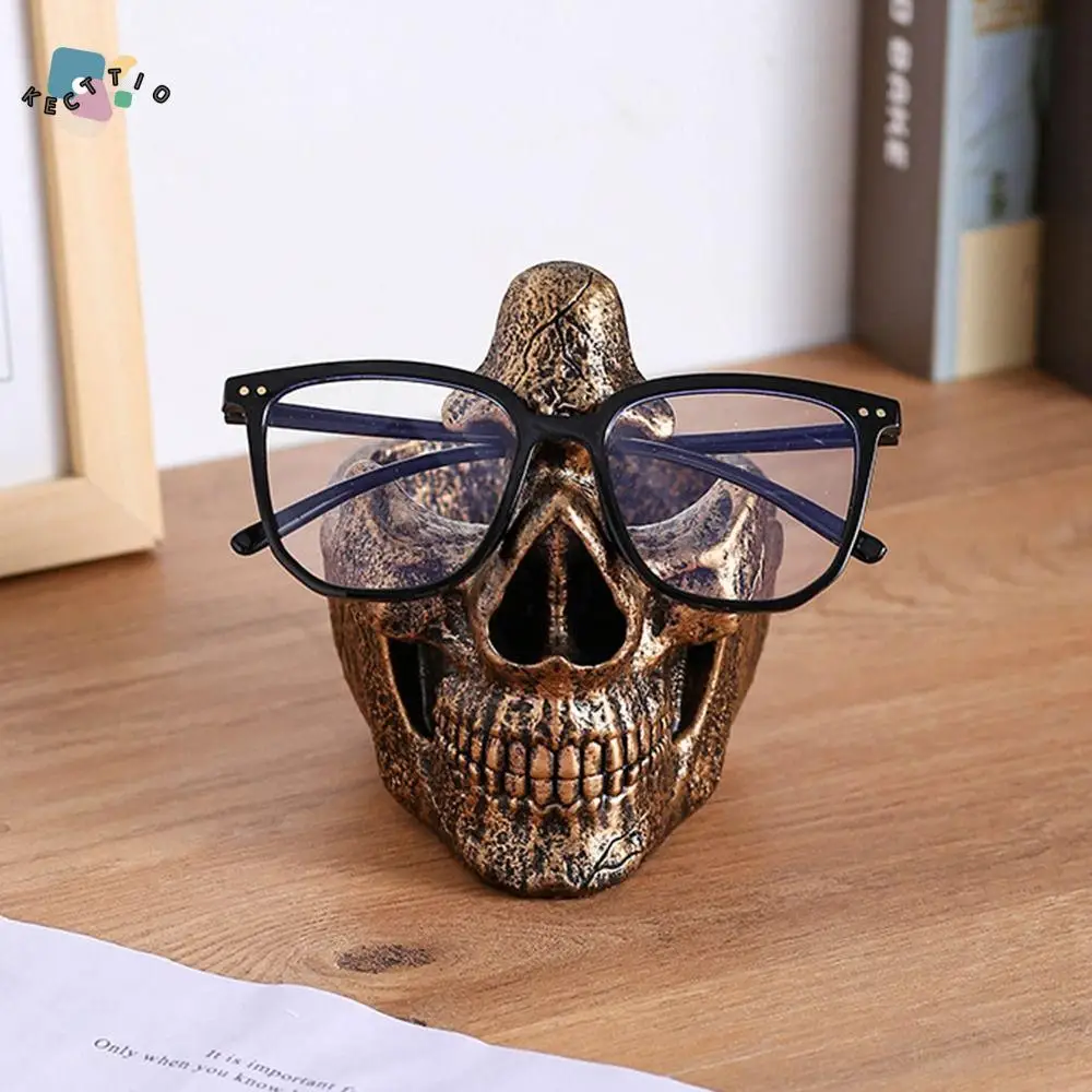 

Creative Skull Glasses Holder Anti-slip Universal Skull Resin Sculpture Funny Crafts Glasses Display Stand Living Room