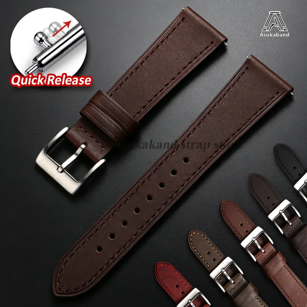 Top Layer Genuine Leather Watch Band 18mm 20mm 22mm 24mm for Seiko for Rolex Watch Strap Men Women Cowhide Wrist Belt Bracelets
