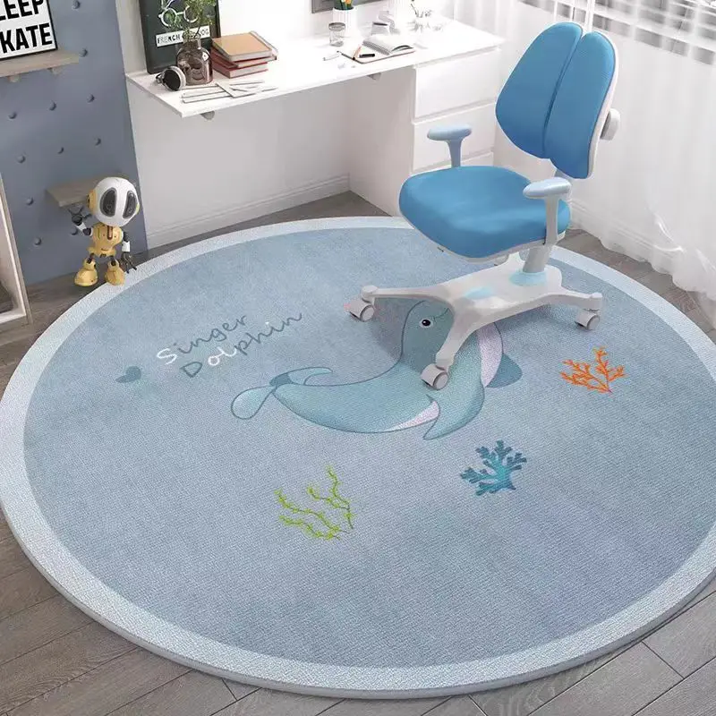 ute Bunny & Starry Sky Round Rug – Light Purple Carrot-Studded Carpet