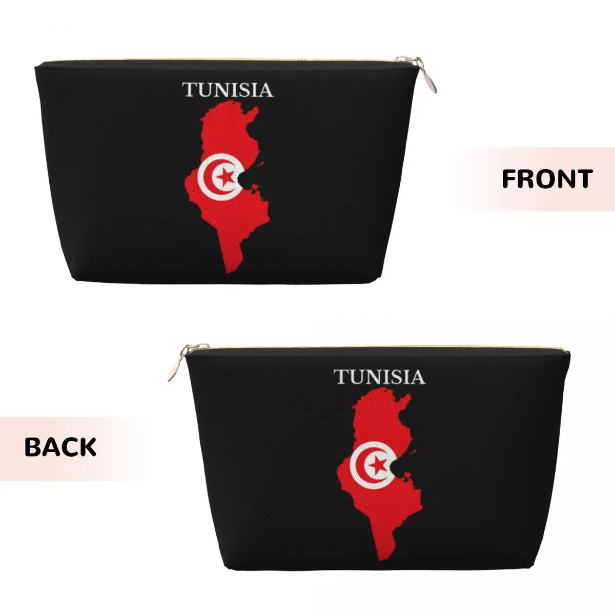 Custom Travel Tunisia Map Flag Toiletry Bag Portable Cosmetic Makeup Organizer Women Beauty Storage Dopp Kit Case