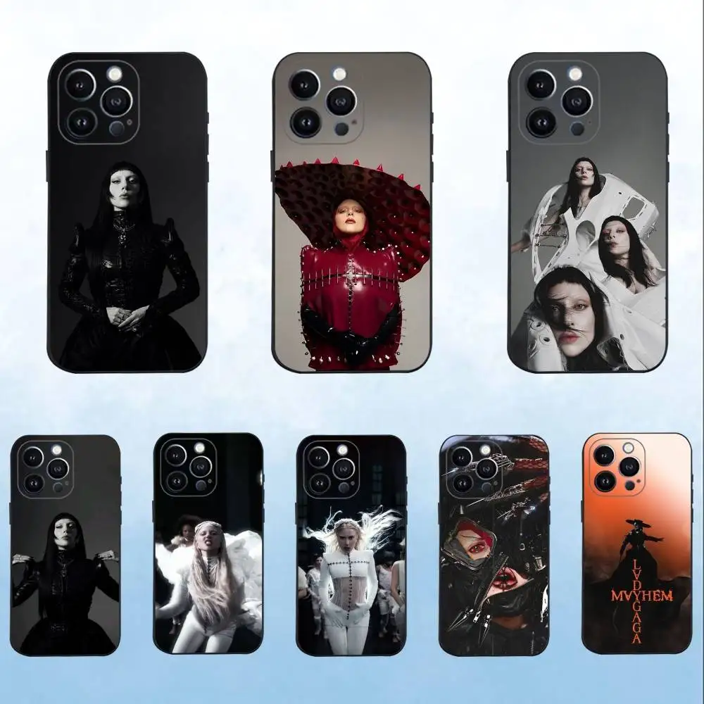 

L-LADY G-GAGA MAYHEM Singer Phone Case For iPhone 16,15,14,13,12,11 Plus,Pro Max,XS,X,XR,SE,Mini,8,7,Soft Silicone Black Cover